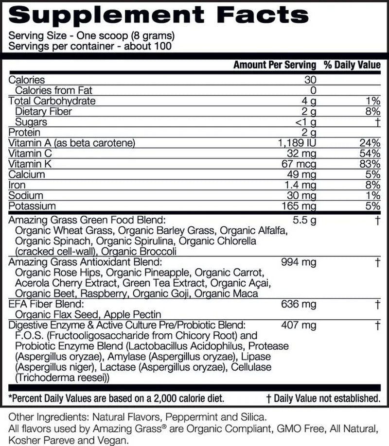 Green Superfood Powder, Flavor: Berry, 28Oz Bottle, 100 Servings