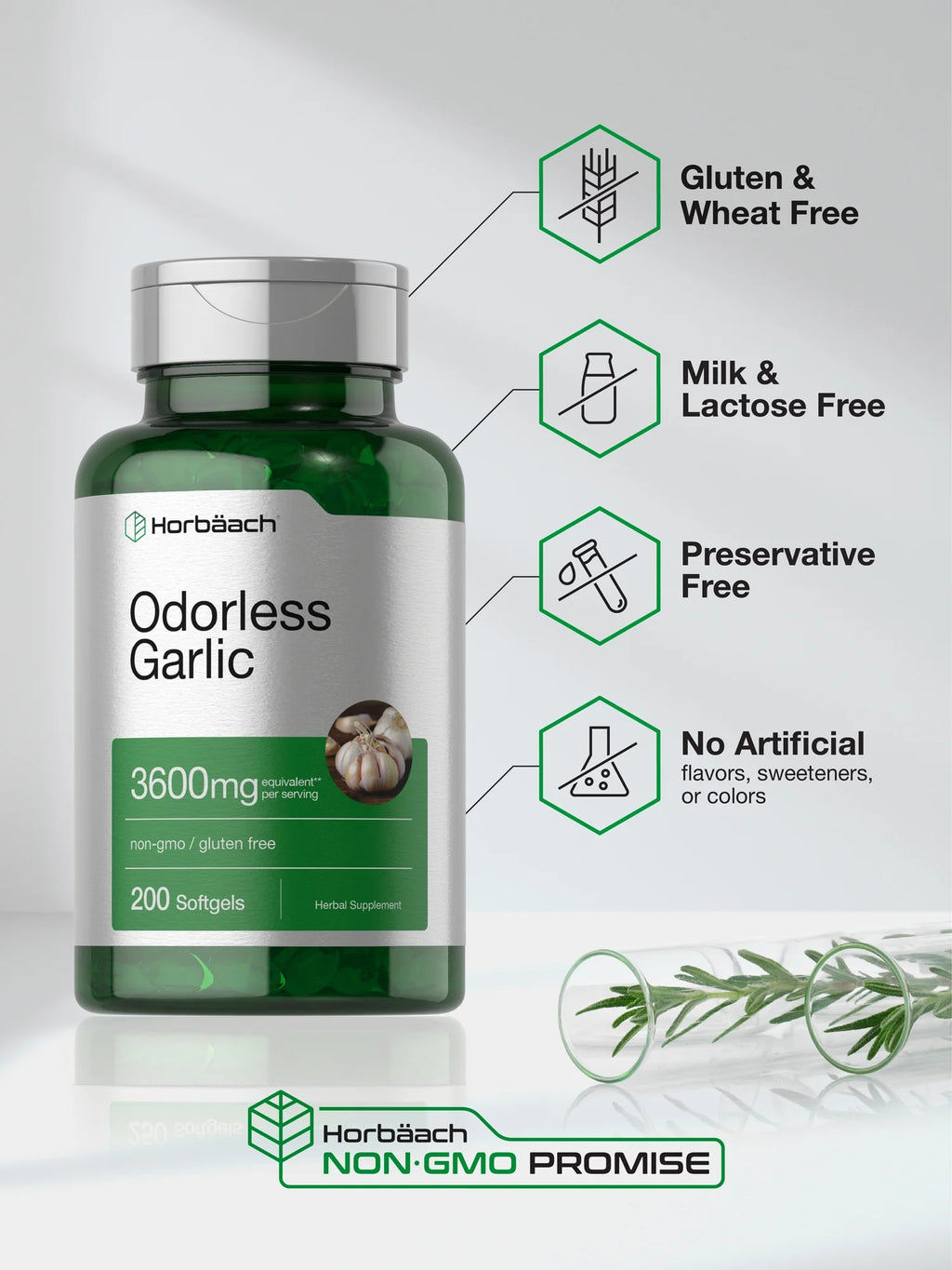 Odorless Garlic | 3600 Mg | 200 Softgels | Potent Garlic Extract | by