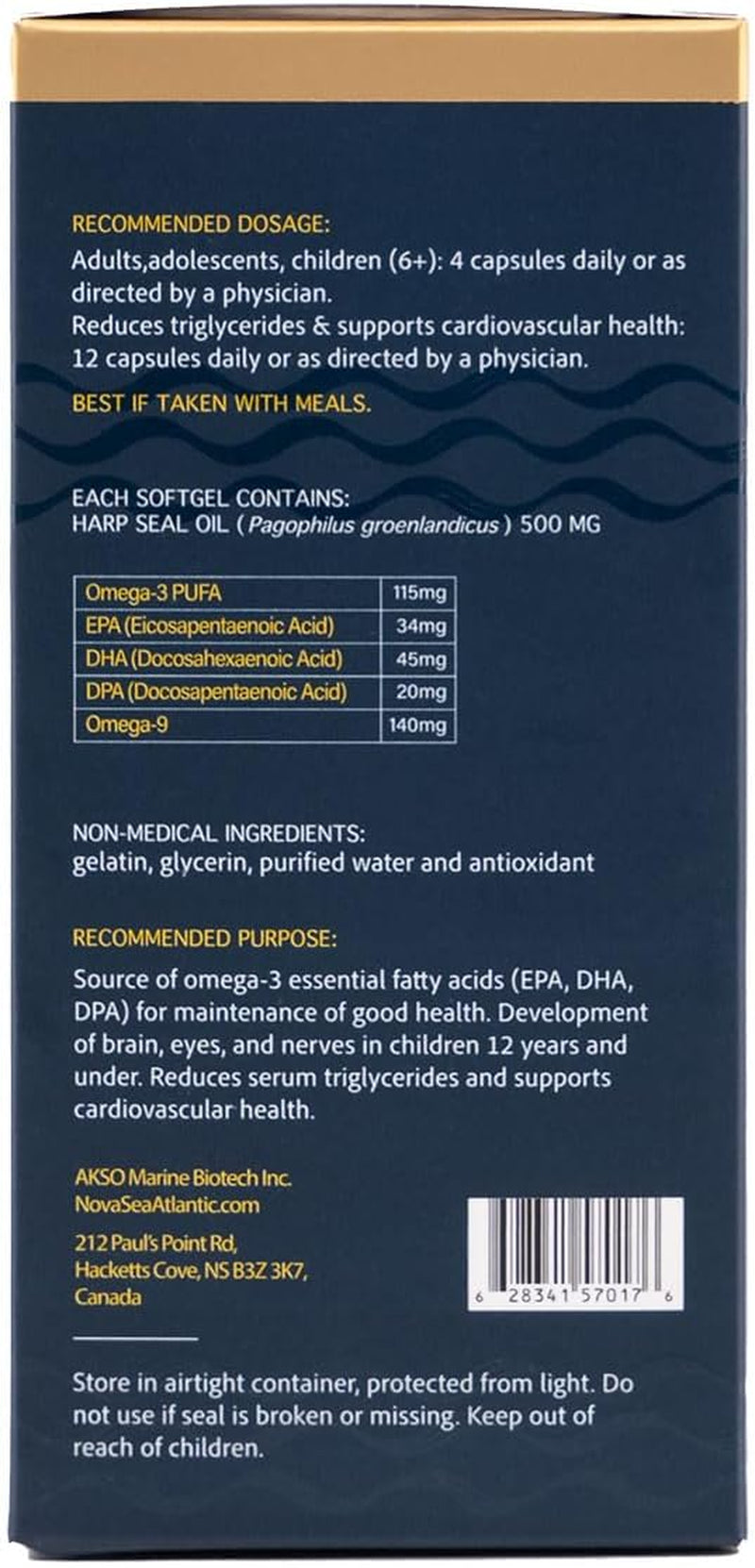 Easy to Swallow Harp Seal Oil Omega 3 6 9 by ® | Made in Canada | Rich Source of EPA, DHA, & DPA for Good Health | Chemical-Free, Non-Gmo | 500Mg - 240 Softgels