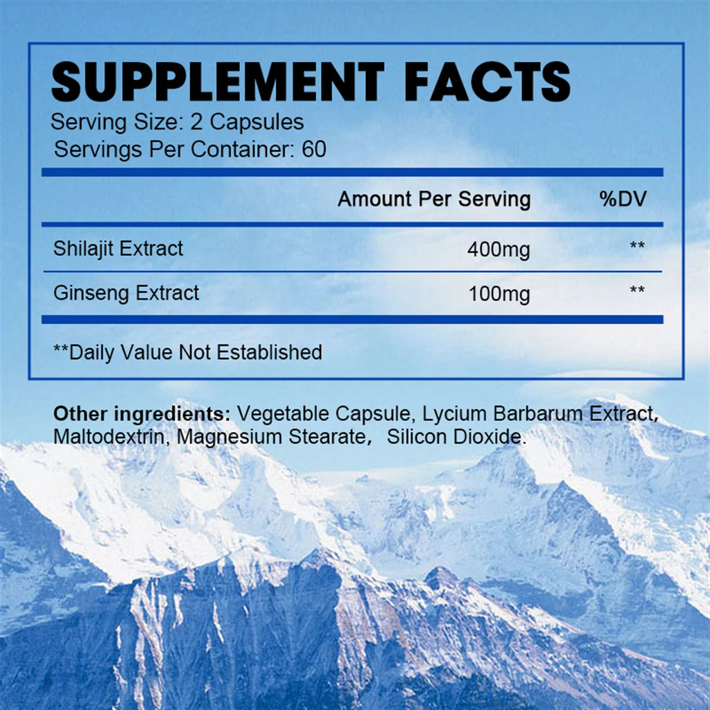 Shilajit 400Mg - Shilajit Supplement 3Rd Party Tested- Potent Antioxidant, Brain Health, Immune Support, 120 Count