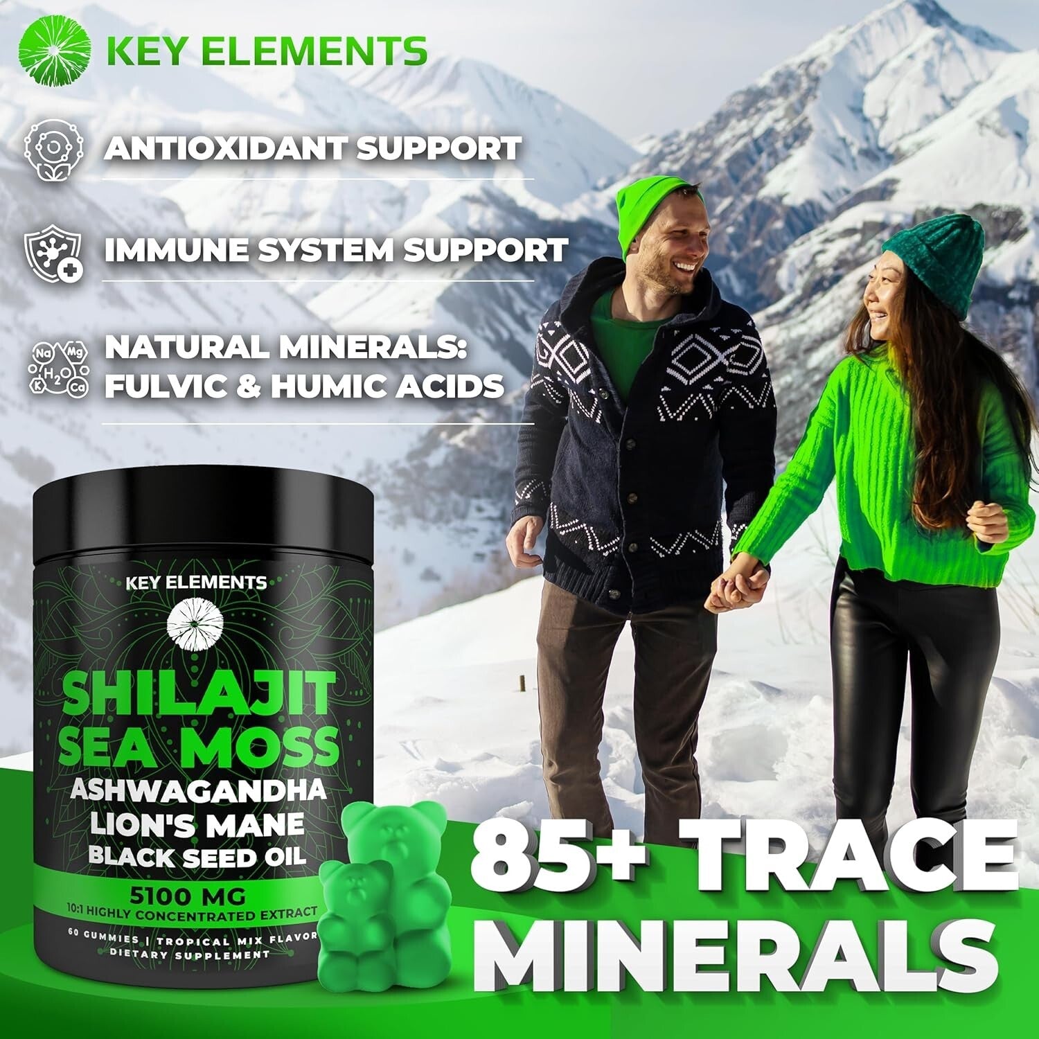 Organic Shilajit Gummies with Sea Moss Gummies - Shilajit Supplement for Immune