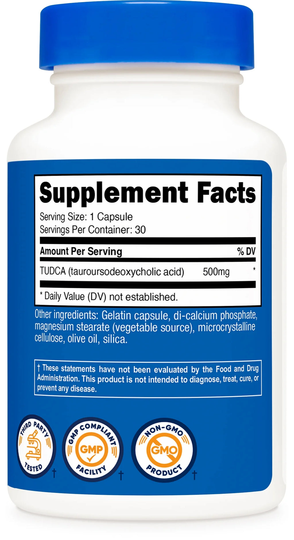 Tudca 500Mg, 30 Capsules (Tauroursodeoxycholic Acid) - Gluten Free, Non-Gmo Supplement