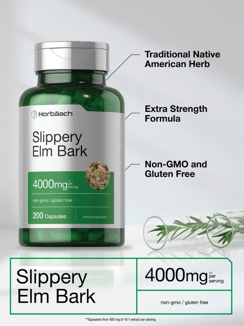 Slippery Elm Bark Extract | 4000Mg | 200 Capsules for Men and Women | by