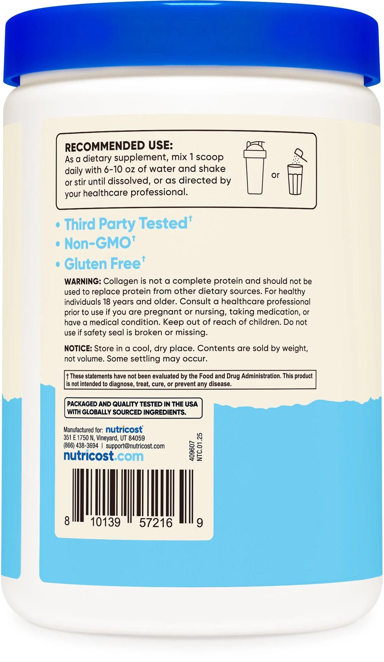 Marine Collagen Powder Farm Raised Fish (Unflavored) (8 Oz) - 23 Servings, 9 G Protein per Serving, Non-Gmo, GMP Compliant