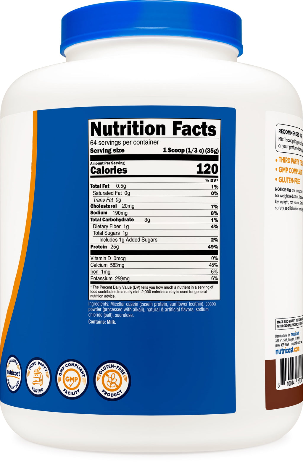 Casein Protein Powder 5Lb Chocolate - 100% Micellar Casein