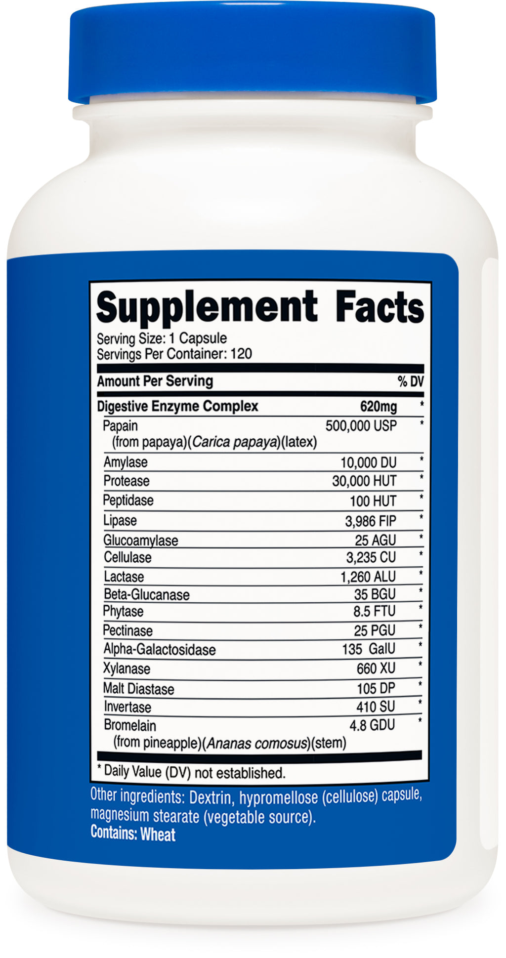 Digestive Enzymes 620Mg, 120 Vegetarian Capsules - (Unisex) Supplement