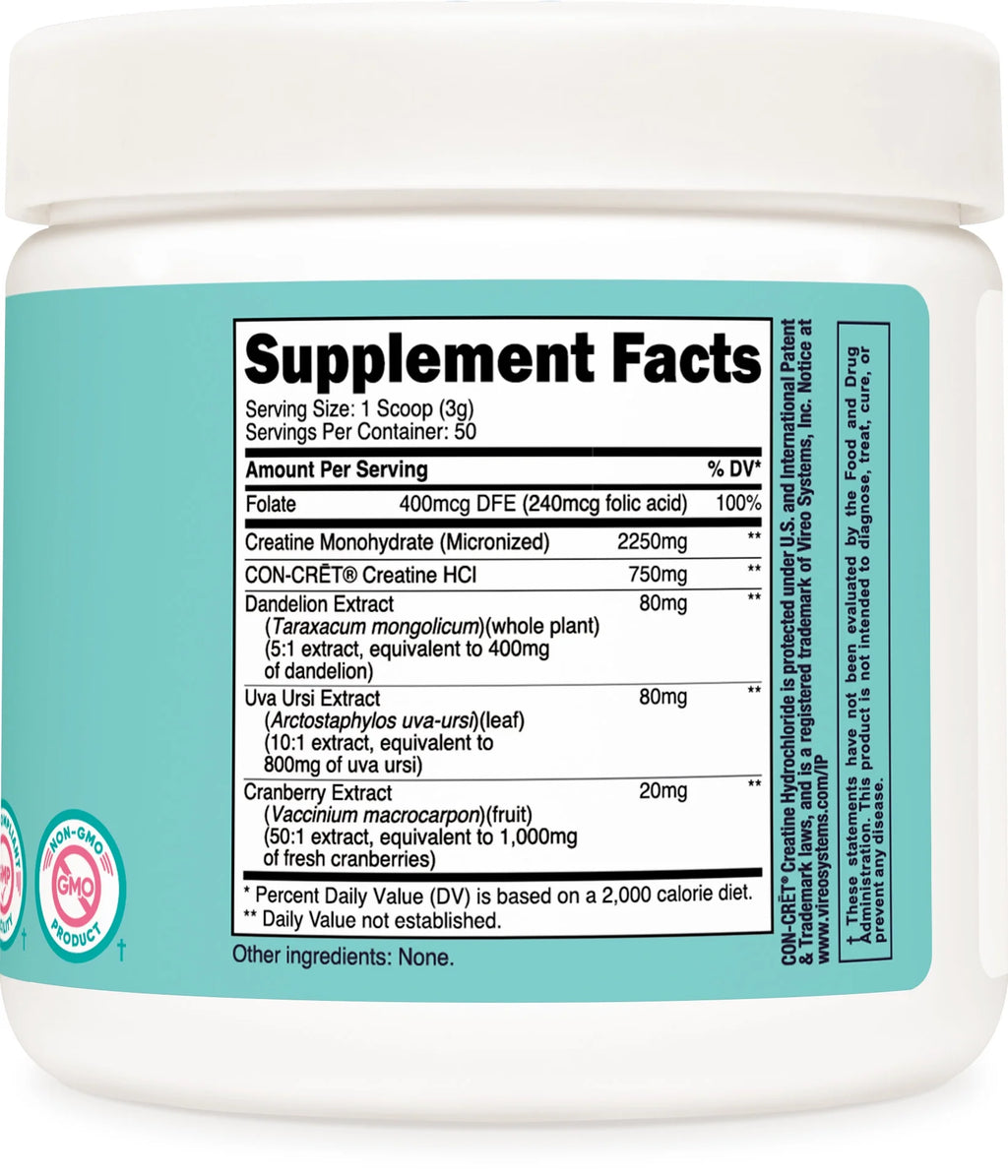 Creatine Monohydrate Powder for Women Unflavored Supplement, 50 Servings