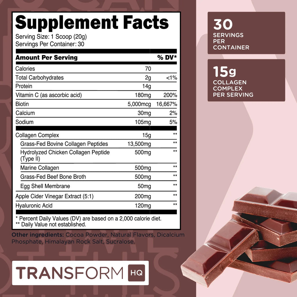 Beauty Collagen (30 Servings) Chocolate - Hair, Skin, & Nails Formula