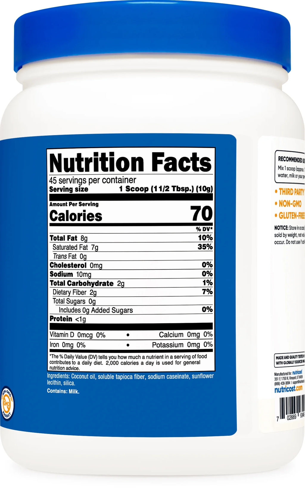 Coconut Oil Powder 1 Lb, 45 Servings (10 Grams per Serving)