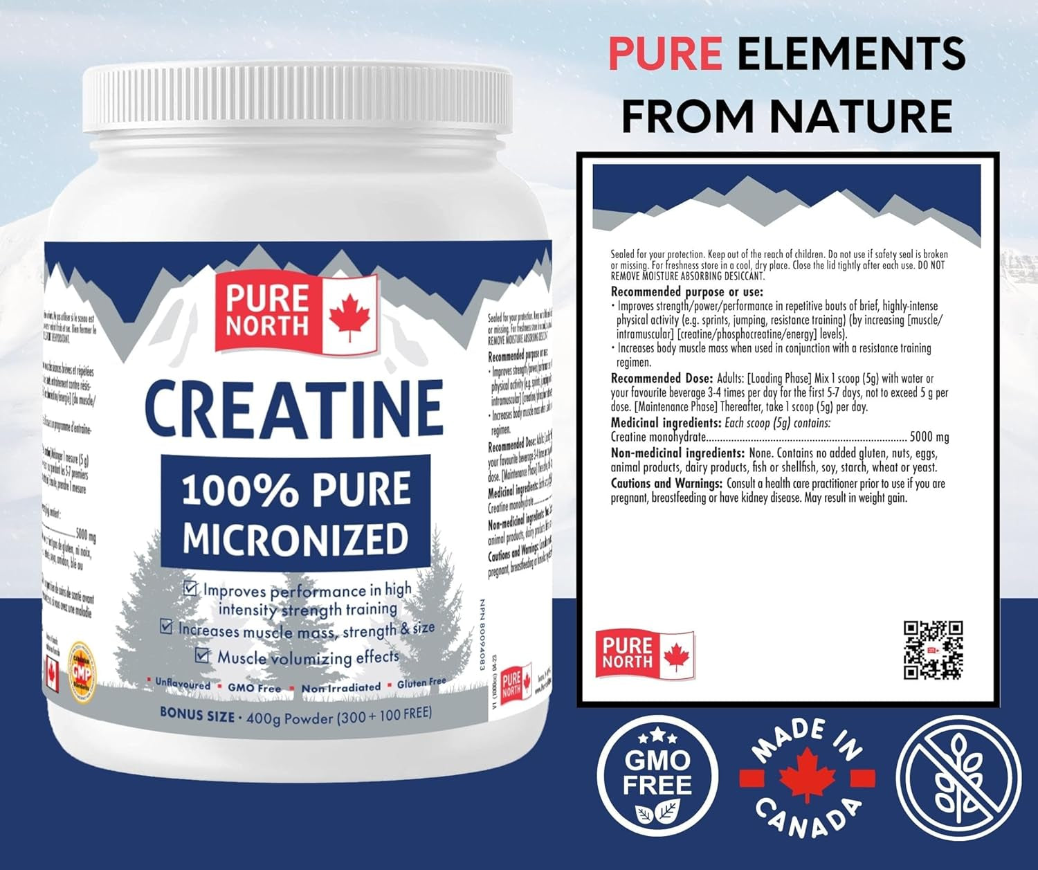 - Creatine 100% Pure Micronized 400G Powder 80-Servings - Improve Muscle Mass, Strength and Size - Improve Training Performance - 3Rd Party Tested - Formulated & Made in Canada