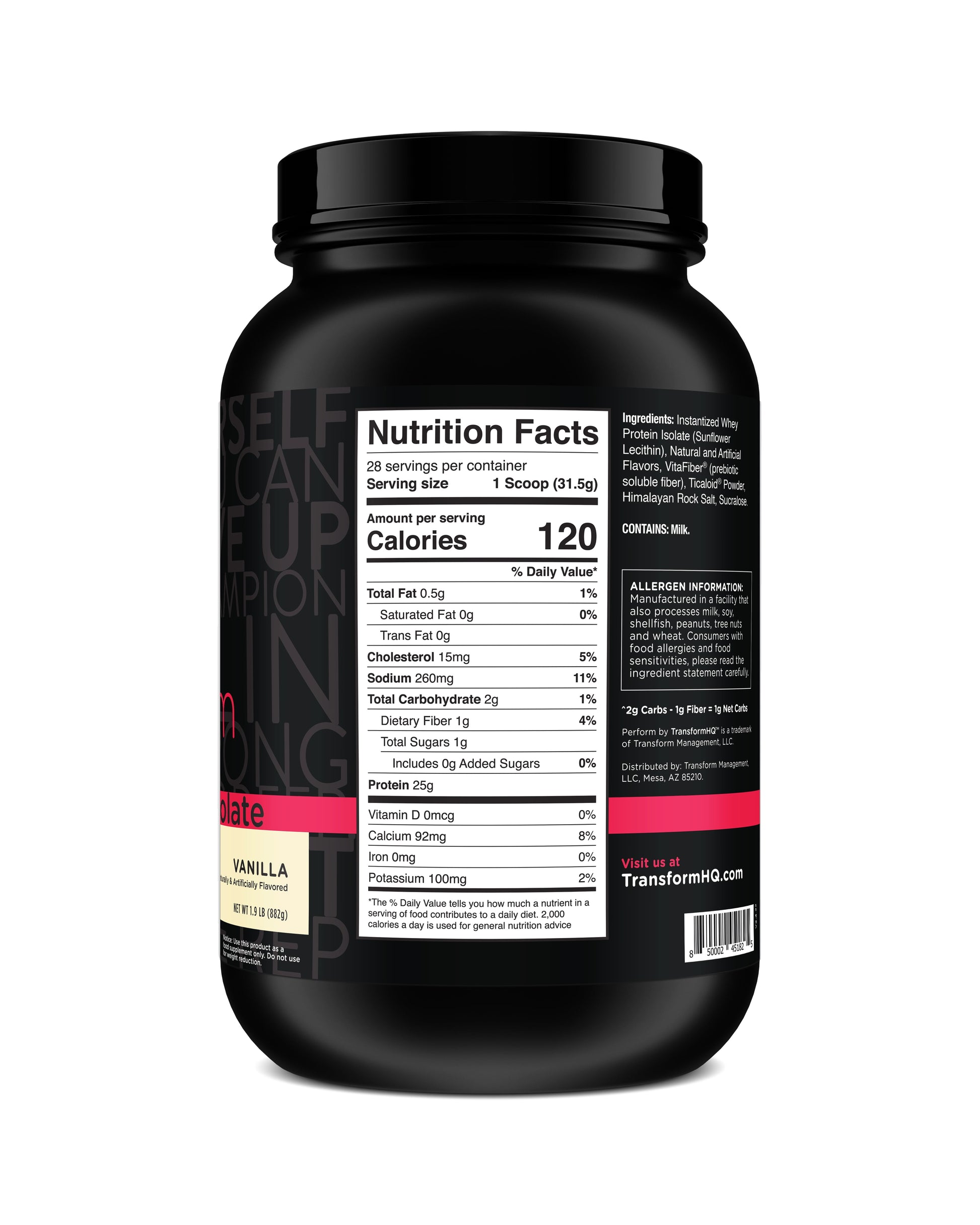 Whey Protein Isolate Powder 28 Servings (Vanilla) - Perform - Gluten Free, Non-Gmo
