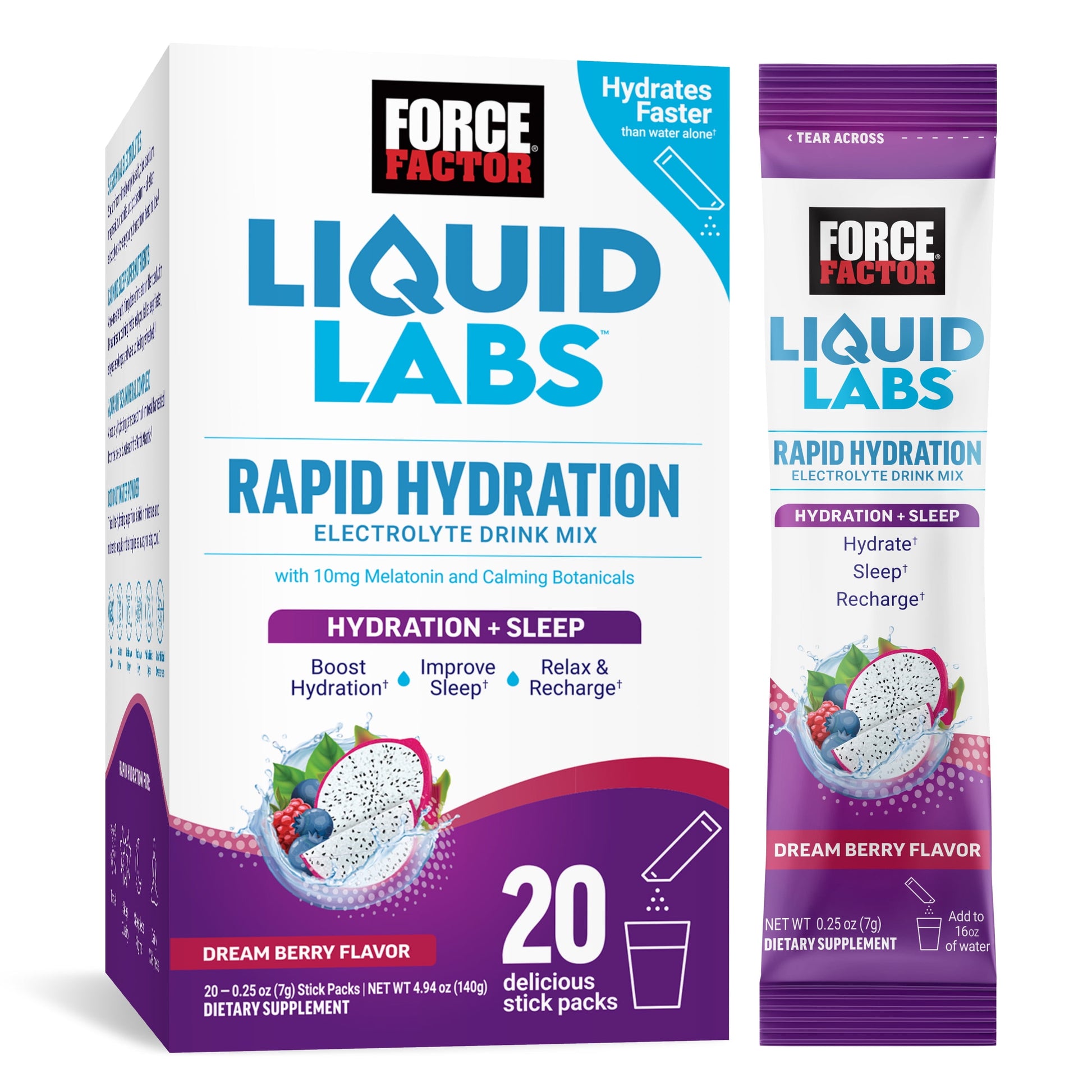 Liquid Labs Sleep, Electrolytes Powder & Sleep Aid with Melatonin 10Mg, 20 Stick Packs