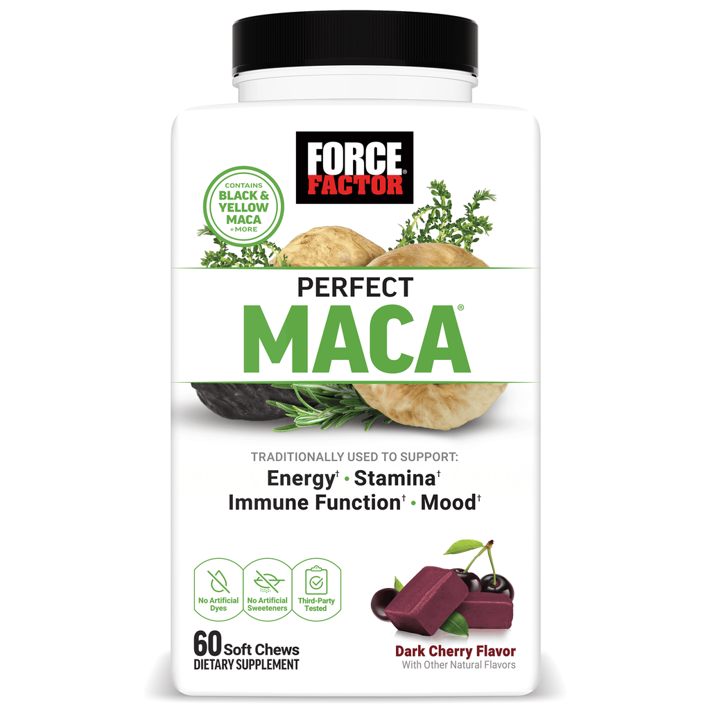 Perfect Maca, Maca Root Supplement with Saffron, Dark Cherry Flavor, 60 Soft Chews