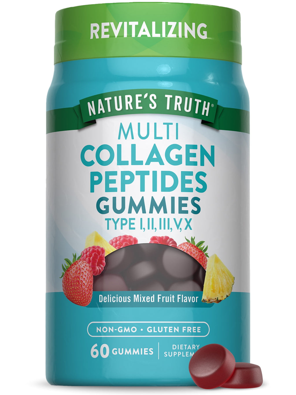 Natural Mixed Fruit Flavor Multi Collagen 60 Gummies