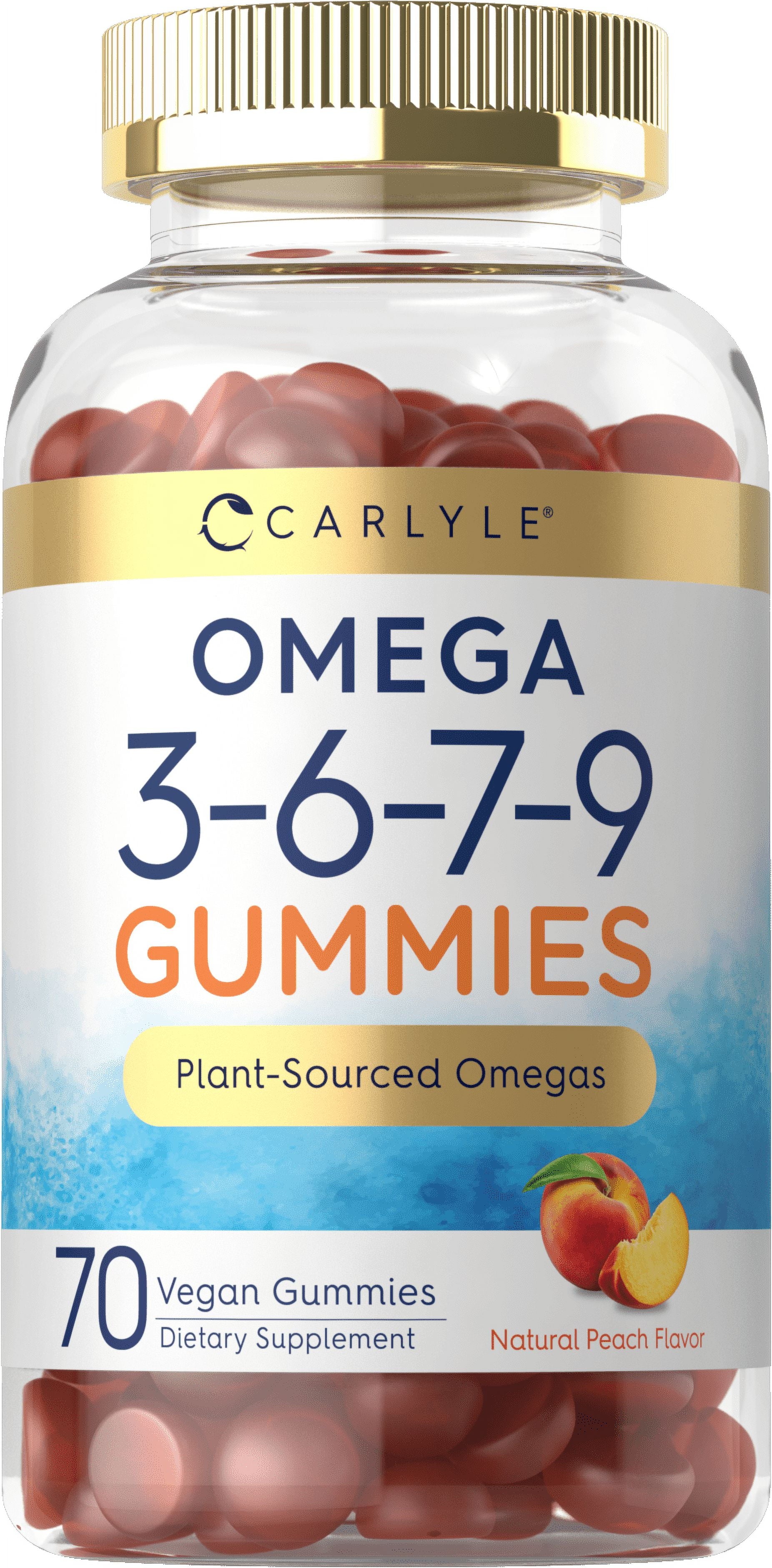 Omega 3 6 7 9 Gummies | 70 Count | Vegan Supplement for Men and Women | Peach Flavor | by
