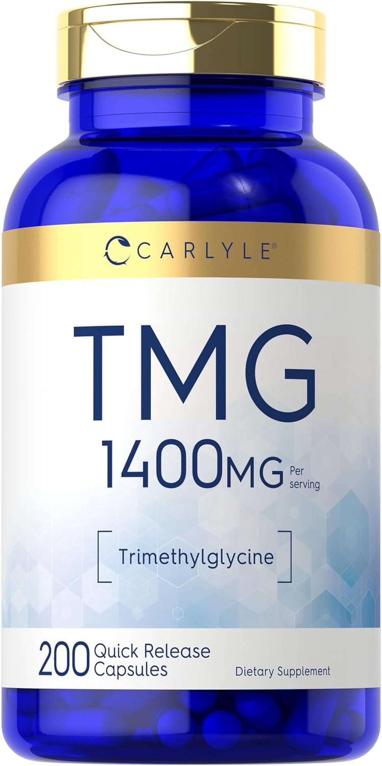 TMG Supplement | 1400Mg | 200 Trimethylglycine Quick Release Capsules | Non-Gmo & Gluten Free | by