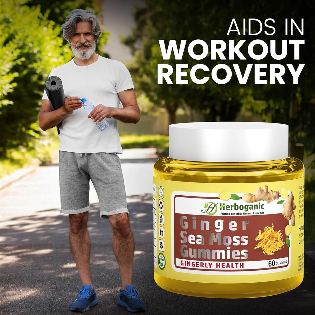 Ginger Sea Moss Gummies - Immune & Digestive Support, Gluten-Free & Vegan - 60 Count