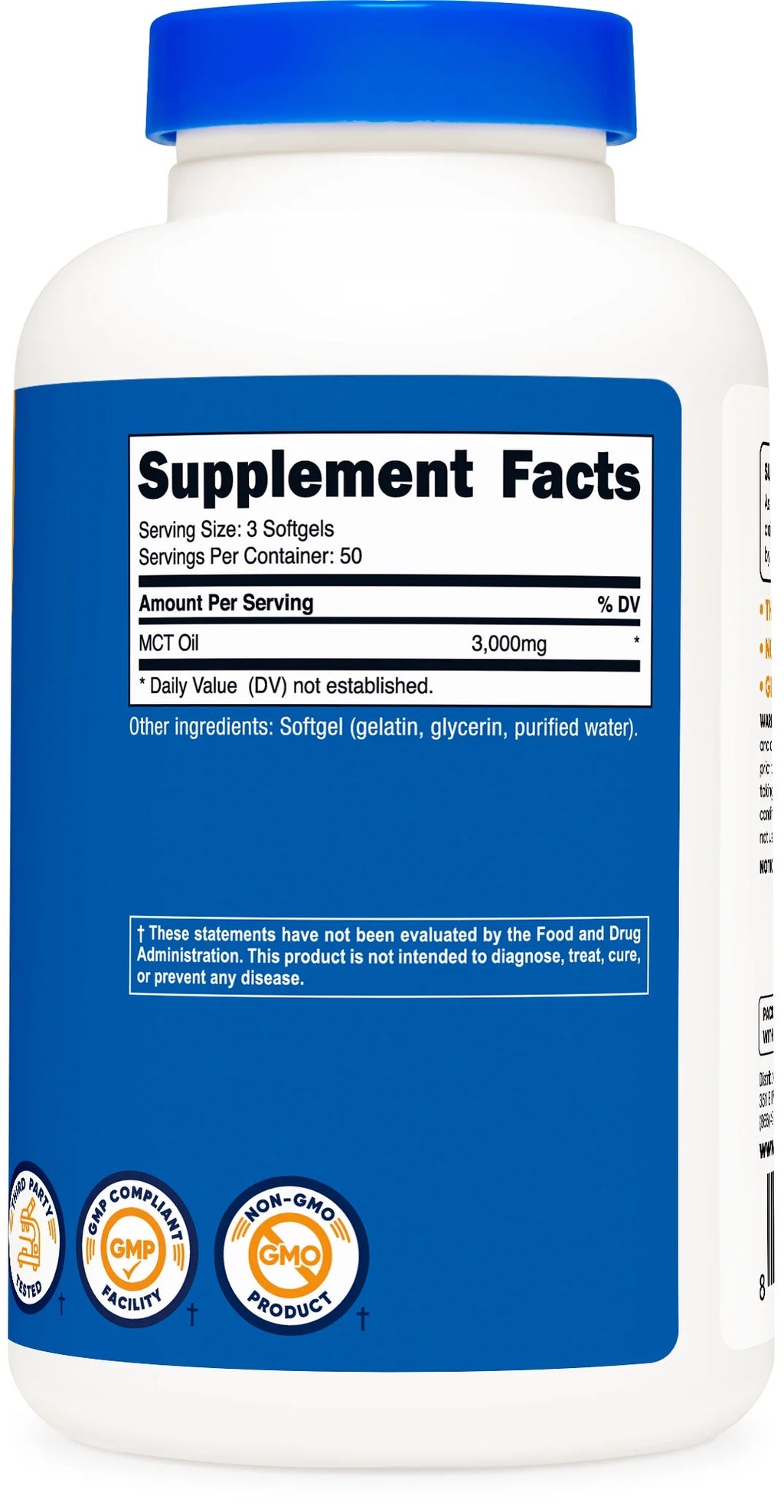 MCT Oil Softgels Supplement 3000Mg per Serving, 50 Servings, 150 Softgels