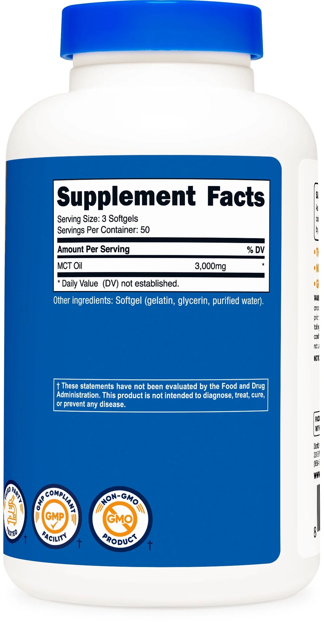 MCT Oil Softgels Supplement 3000Mg per Serving, 50 Servings, 150 Softgels