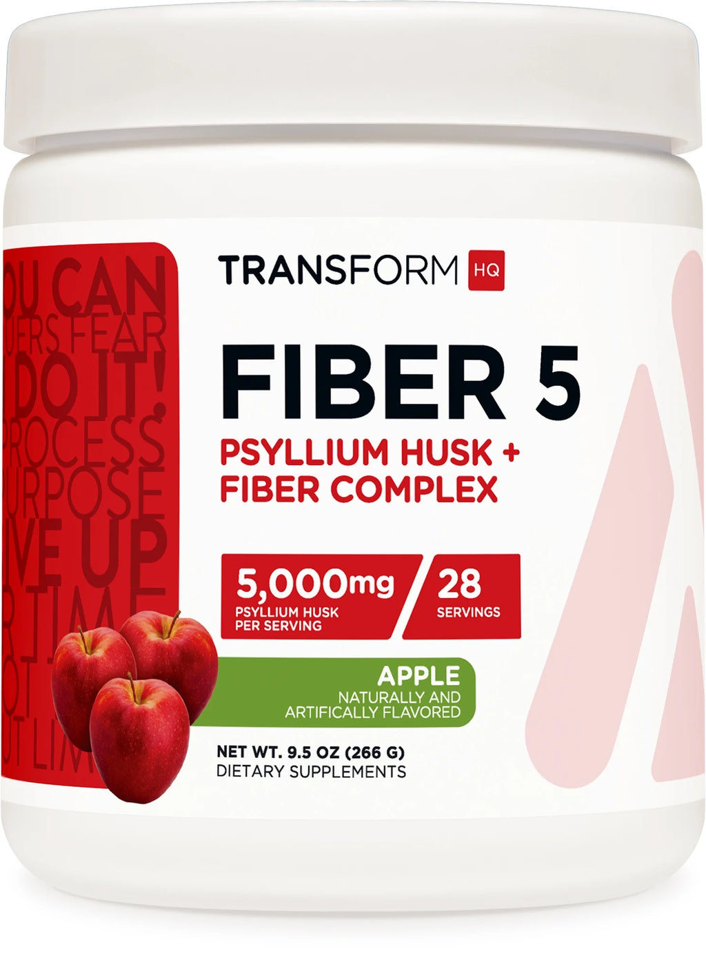 Fiber 5 Psyllium Husk and Fiber Complex Powder (Apple Flavor) (28 Servings) (5,000Mg Psyllium Husk per Serving) - Digestive Health, Natural Fiber Supplement, Soluble Plant Fiber Blend