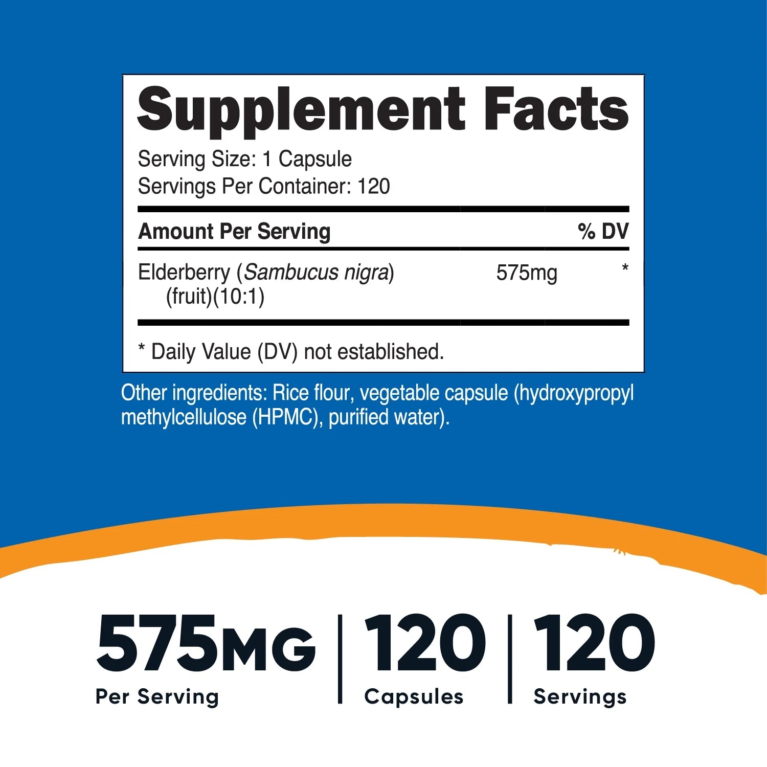 Black Elderberry Vegetarian Capsules 575Mg (120 Capsules) - Gluten Free and Non-Gmo Supplement