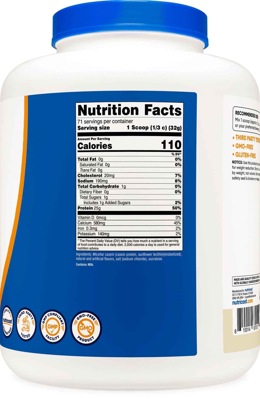 Casein Protein Powder 5Lb Vanilla - 100% Micellar Casein