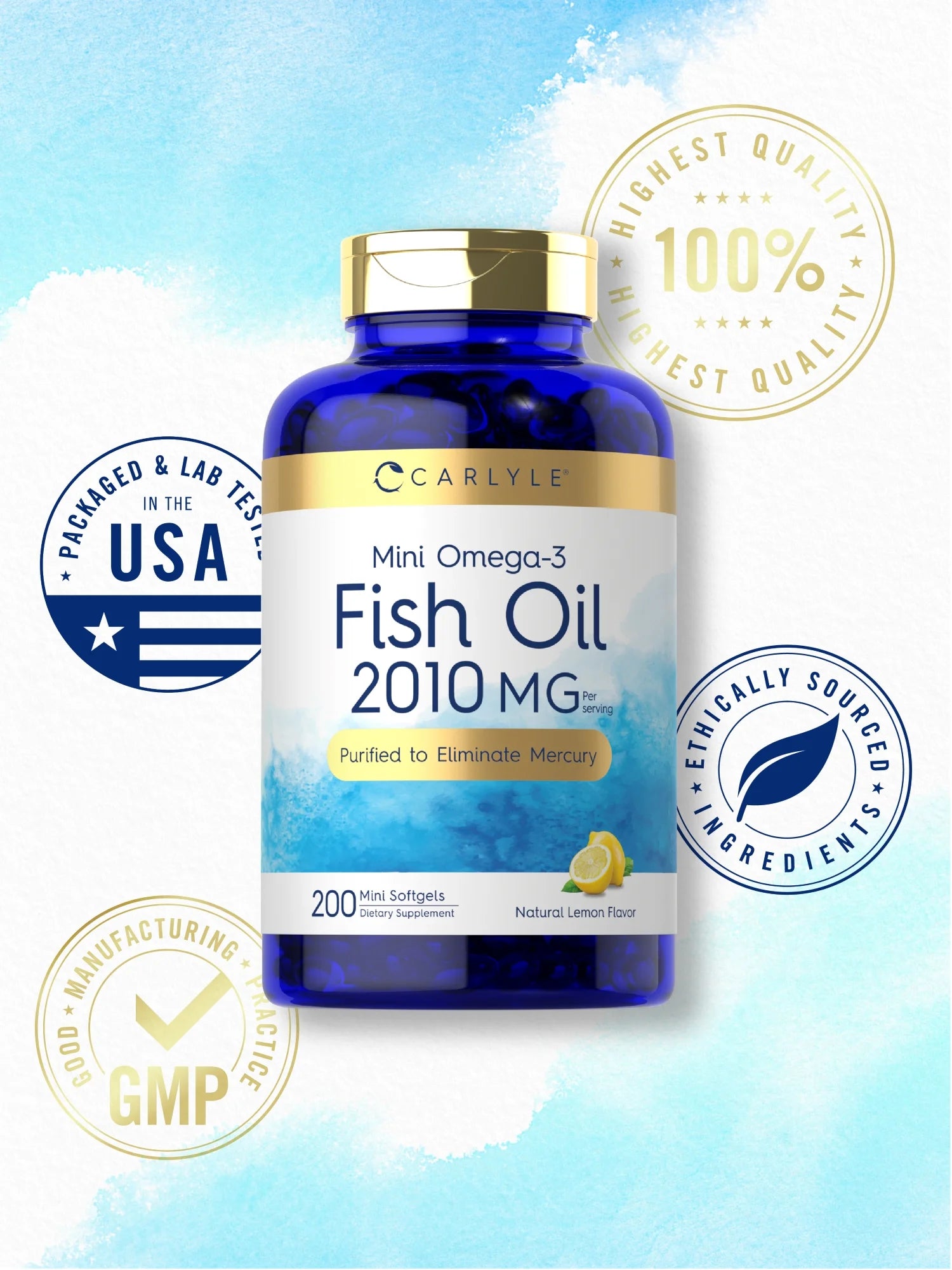 Mini Fish Oil Softgels | 2010Mg | 200 Omega-3 Pills | by