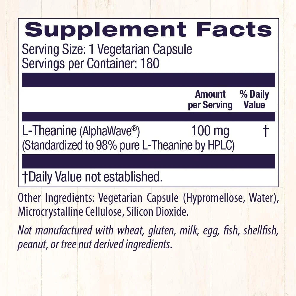 L-Theanine 100 Mg Vegetarian Capsules, 180 Ct