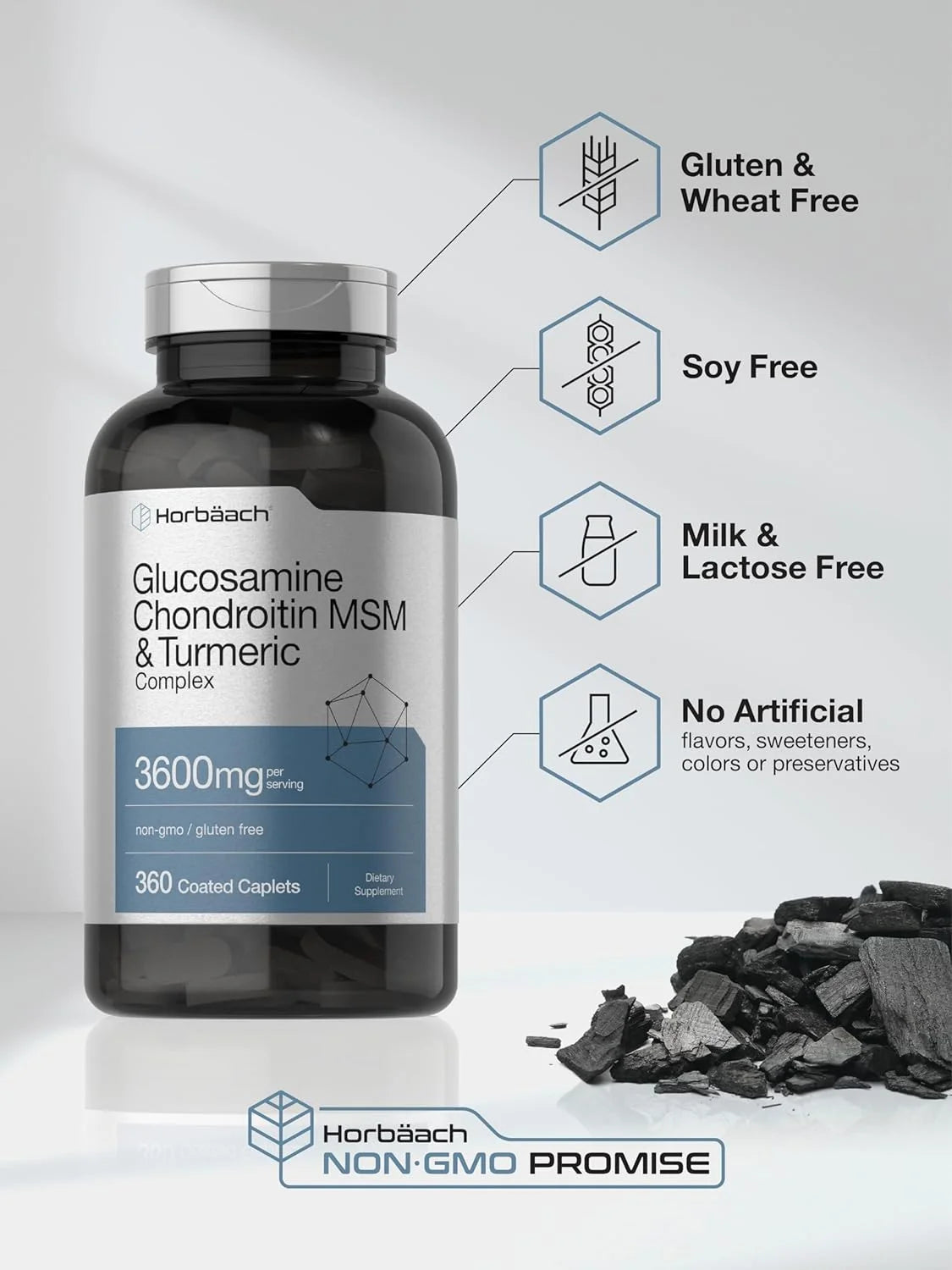 Glucosamine Chondroitin with MSM and Turmeric | 3600 Mg | 360 Caplets |By