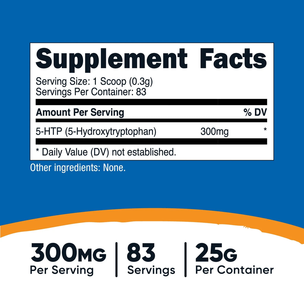 5-HTP Powder Mix 25 Grams (300Mg per Serving) - Non-Gmo Supplement