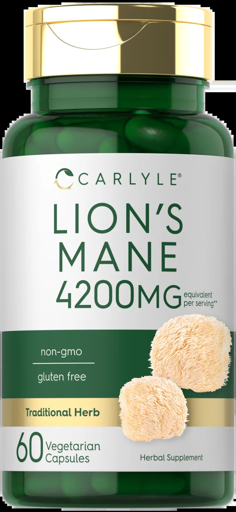 Lions Mane Supplement Capsules | 4200Mg | 60 Count | Vegetarian, Non-Gmo & Gluten Free | by