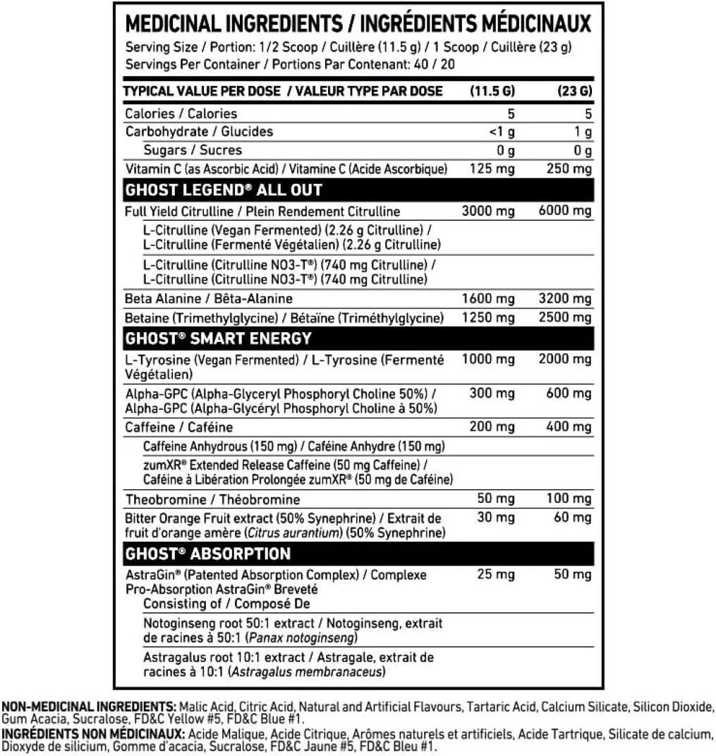 Legend All Out Pre Workout Powder | Increased Energy, Pumps, Focus | L-Citrulline, Beta Alanine, Beta Alanine Blend | Vegan, Gluten Free, Sugar Free | 40 Servings, 400G (Cherry Limeade)