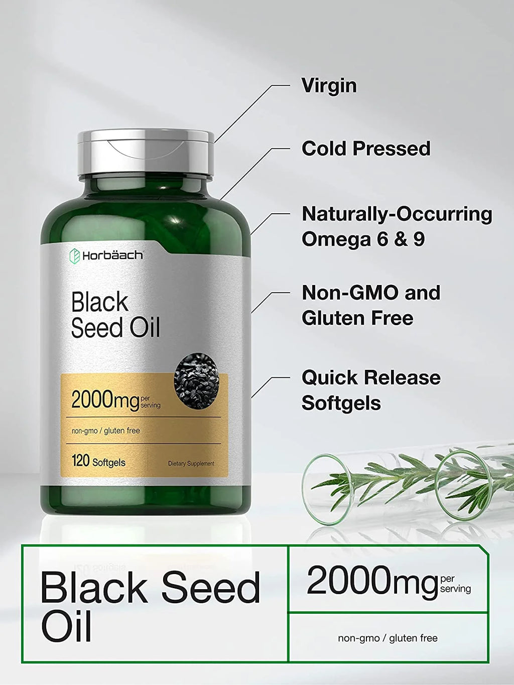 Black Seed Oil 2000Mg | 120 Cold Pressed Softgels | by