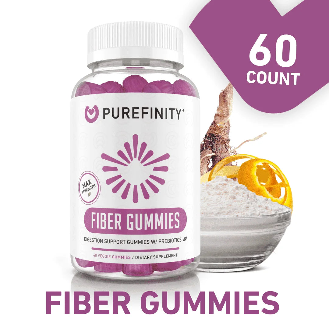 Fiber Gummies for Adults with Inulin FOS Chicory Root, Sugar Free, Digestive & Constipation Relief, 60 Gummies