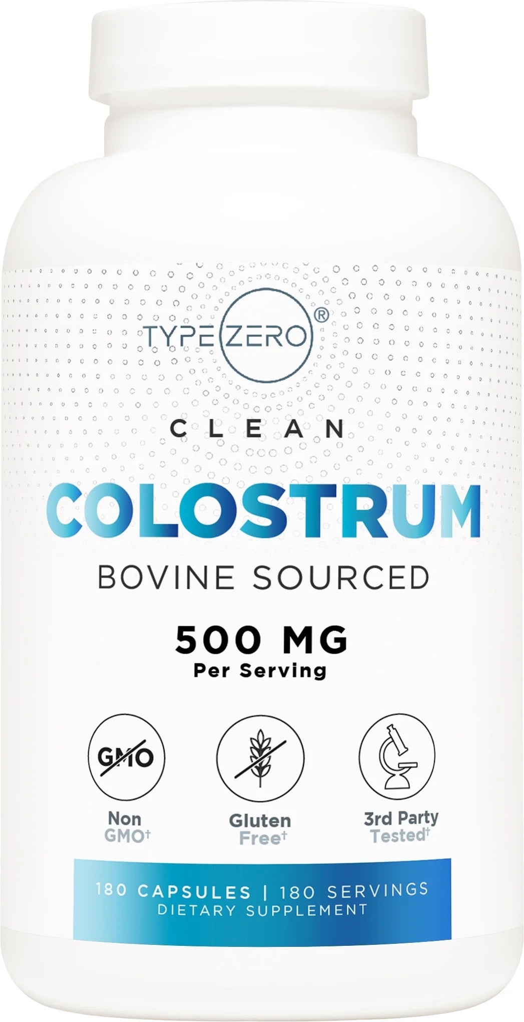 Colostrum Supplement (500Mg) 180 Capsules - Bovine Sourced, Non-Gmo, Gluten-Free
