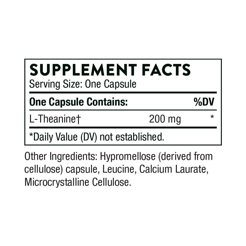 Theanine - 200Mg of L-Theanine - Support a Healthy Stress Response, Relaxation, and Focus - Increases Brain Alpha-Wave Production* - 90 Capsules