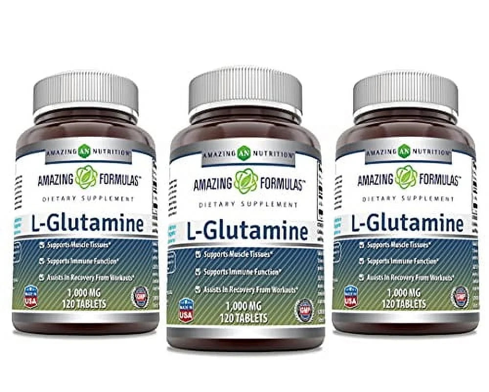 L Glutamine 1000Mg 120 Tablets (Non-Gmo,Gluten Free) - Pack of 3