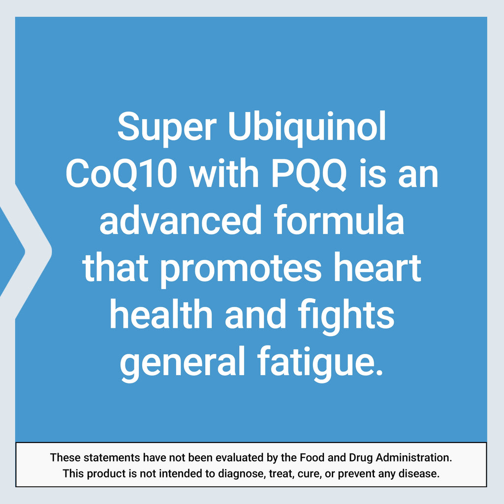 Super Ubiquinol Coq10 with PQQ, Coenzyme Q10, Pyrroloquinoline Quinone, Heart Health Supplement, Maximum Absorption, 100 Mg, Non-Gmo, Gluten-Free, 30 Softgels