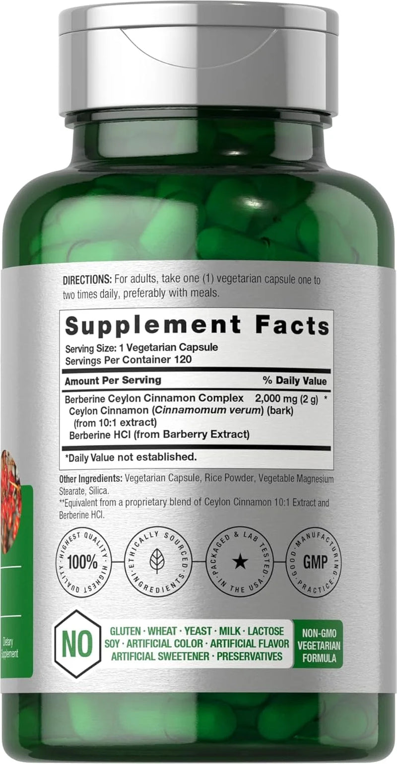 Berberine with Ceylon Cinnamon | 2000Mg | 120 Capsules | by