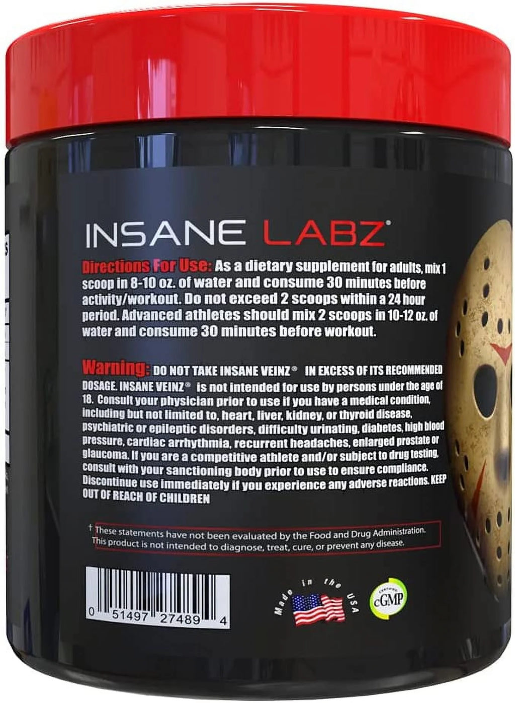Insane Veinz Non Stimulant NO Enhancing Powder, Nitric Oxide Booster, Loaded with Agmatine Sulfate and Betaine Anhydrous, Increase Vascularity, 35 Srvgs, Blue Raspberry