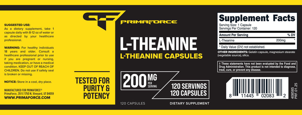 L-Theanine Capsules (120 Capsules, 200Mg L-Theanine per Serving) - Theanine Amino Acid Supplement