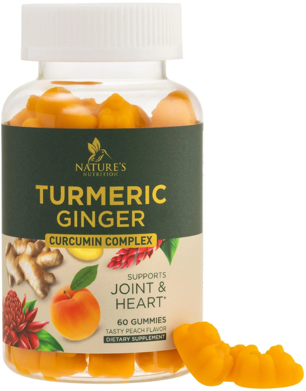 Turmeric Supplement Gummies - Turmeric Curcumin and Ginger Gummies with Black Pepper Extract for High Absorption, Nature'S Curcumin Gummy for Joint Support, Non-Gmo, Gluten Free - 60 Turmeric Gummies