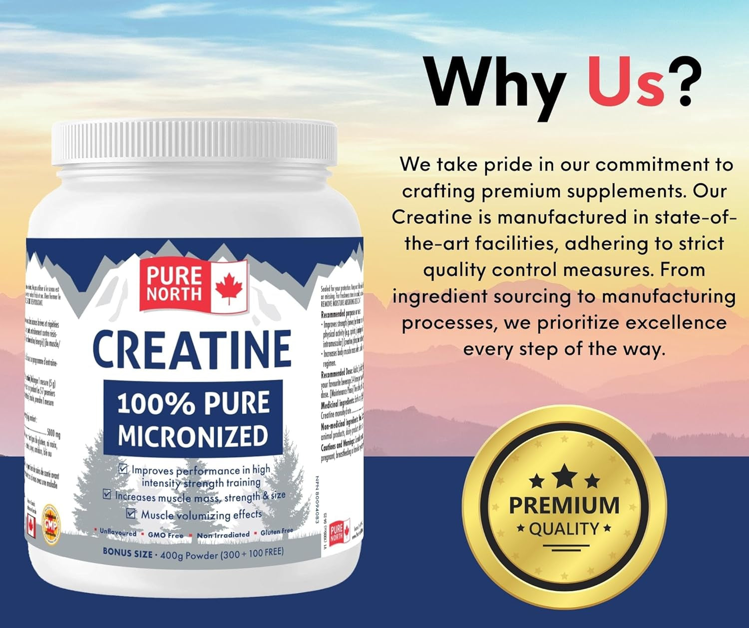 - Creatine 100% Pure Micronized 400G Powder 80-Servings - Improve Muscle Mass, Strength and Size - Improve Training Performance - 3Rd Party Tested - Formulated & Made in Canada