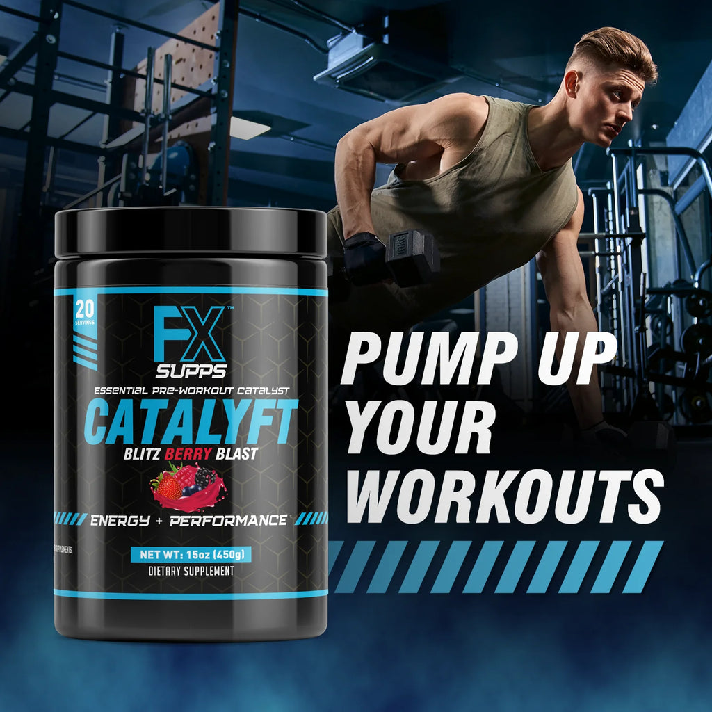 FX Supps Catalyft Pre Workout Energy Supplement, Blitz Berry Blast, 20 Servings