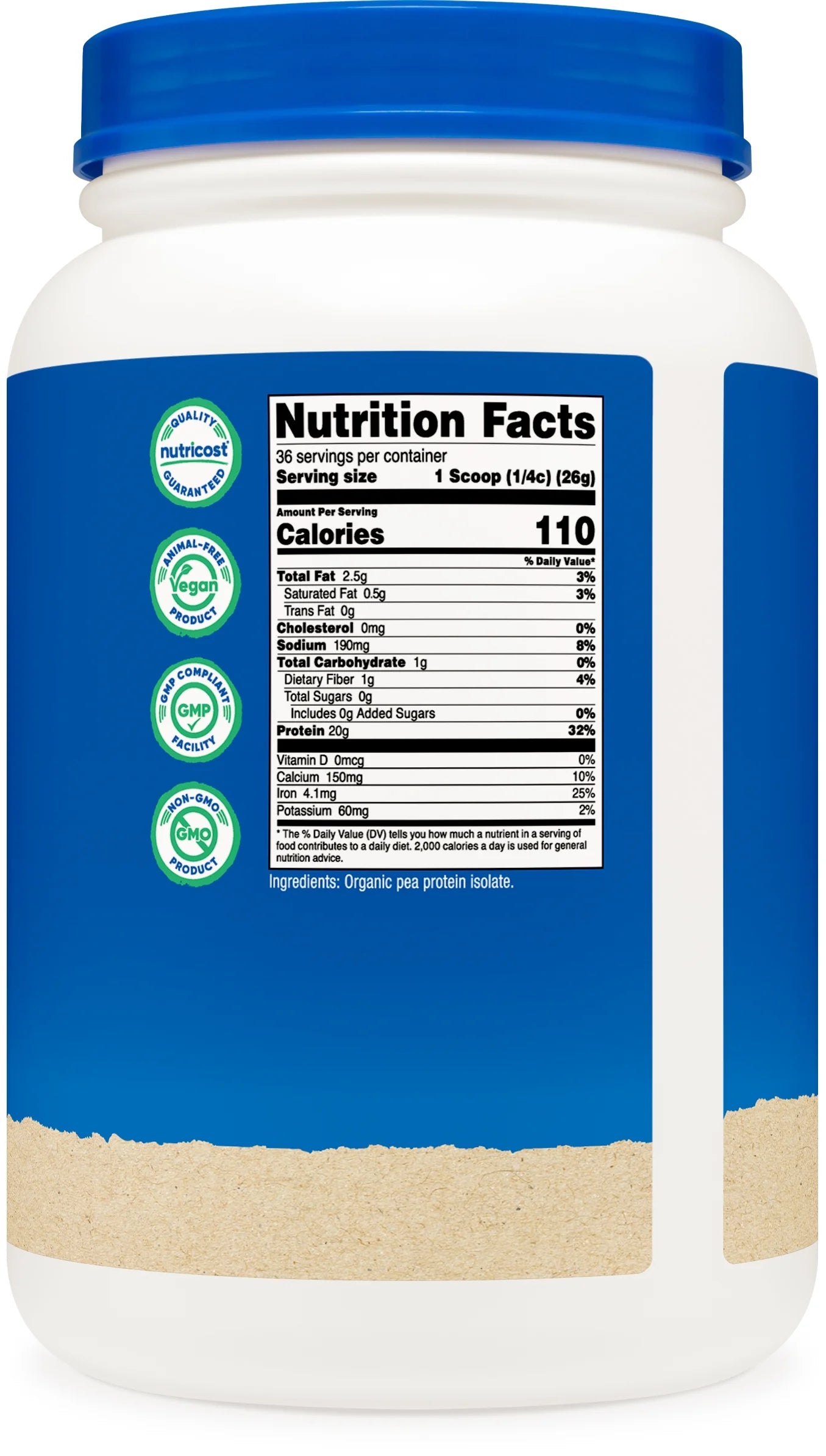 Organic Pea Protein Isolate Powder 2 Lbs (Unflavored)