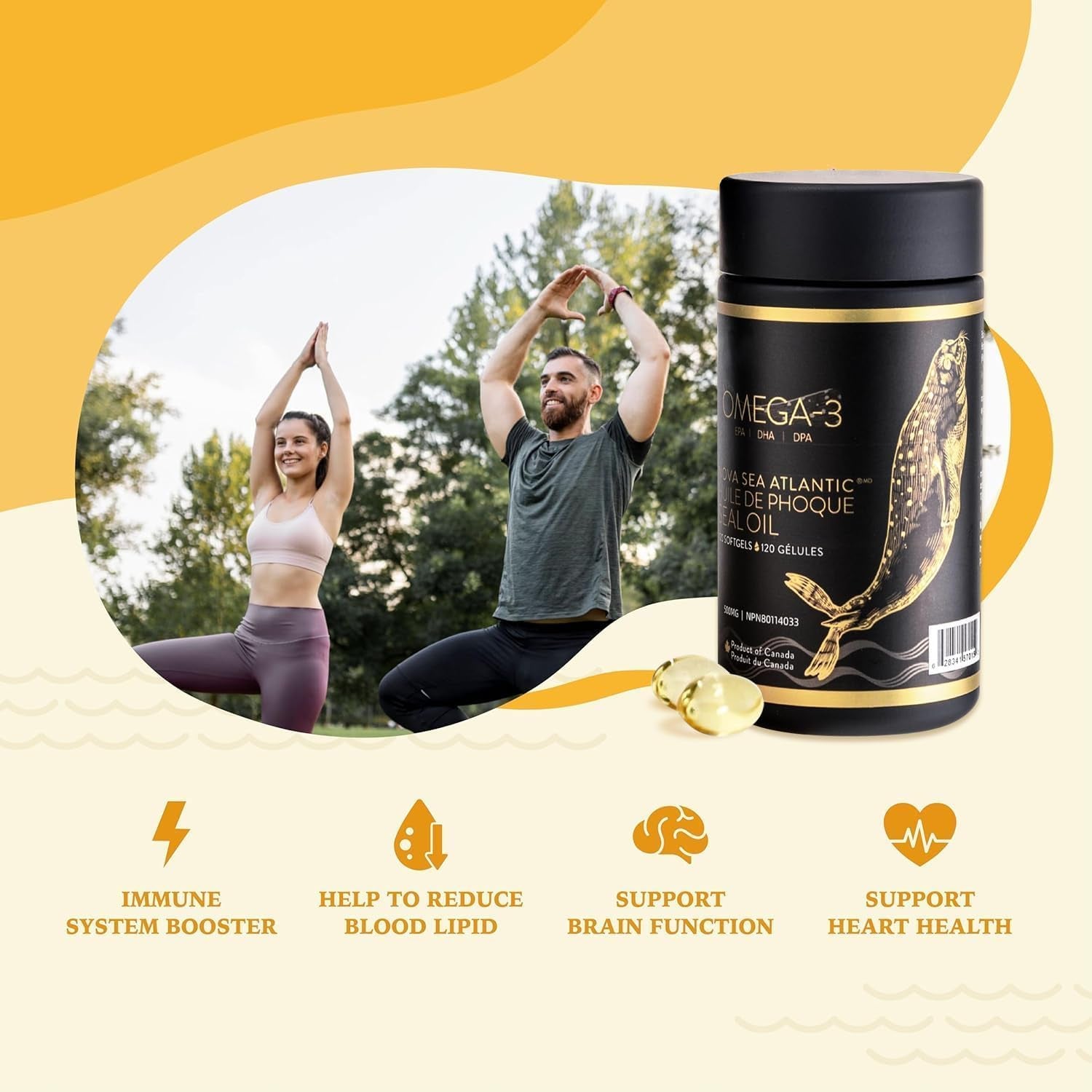 Easy to Swallow Harp Seal Oil Omega 3 6 9 by ® | Made in Canada | Rich Source of EPA, DHA, & DPA for Good Health | Chemical-Free, Non-Gmo | 500Mg - 240 Softgels