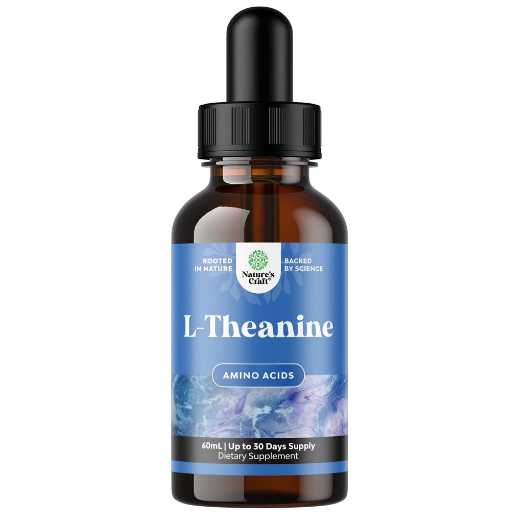High Absorption L-Theanine Liquid Drops - Nootropic Focus Supplement with L-Theanine 200Mg per Serving and Chamomile Extract for Adults and Kids Relaxation and Focus Vegan 60Ml