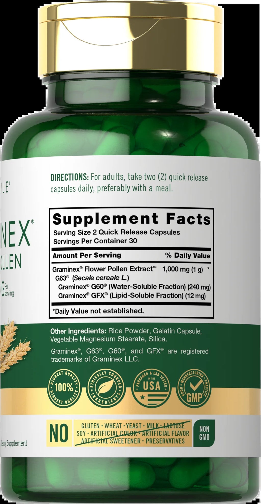 Graminex Flower Pollen Extract | 1000 Mg | 60 Capsules | by