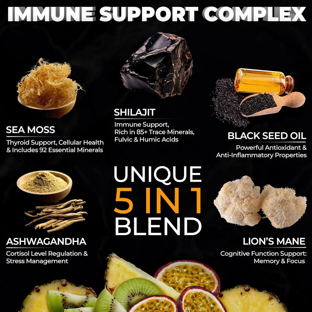 Organic Shilajit Gummies with Sea Moss Gummies - Shilajit Supplement for Immune
