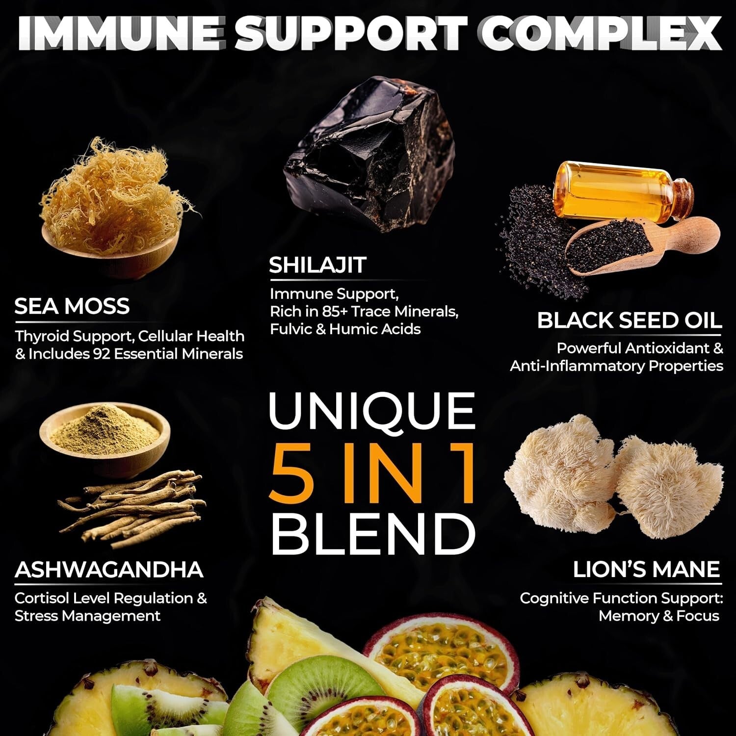 Organic Shilajit Gummies with Sea Moss Gummies - Shilajit Supplement for Immune